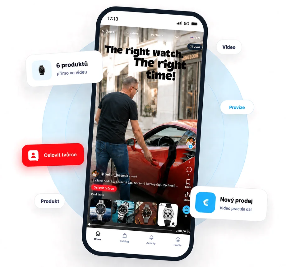 AffilKit — video tvorcu s produktmi a tlačidlom Osloviť tvorcu
